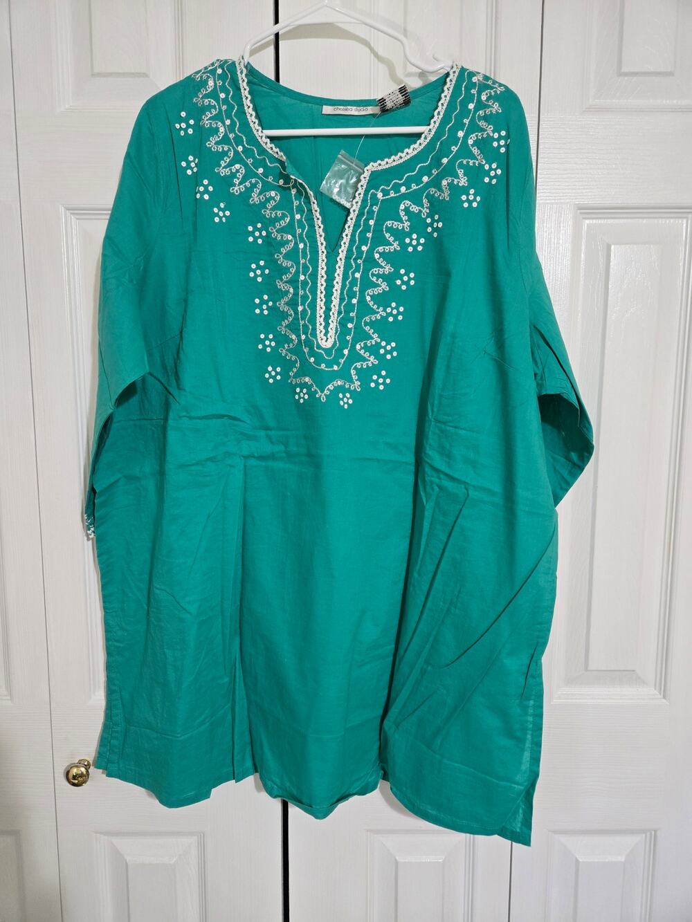Chelsea studio 1x women's green boho style blouse